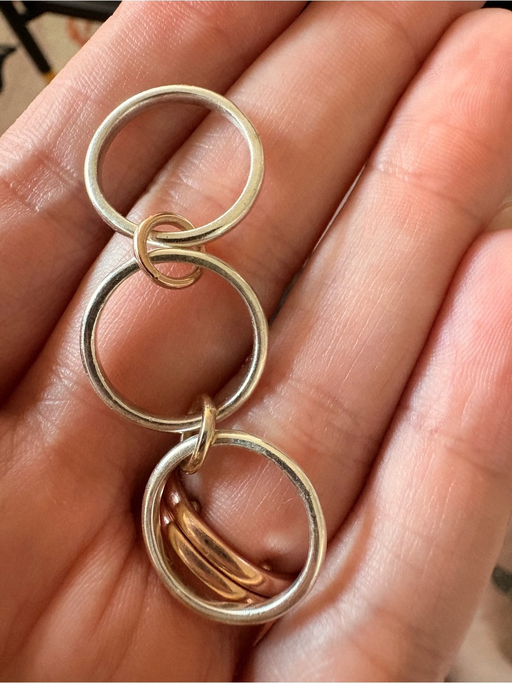 Mixed Metal Interlocking Stackable Ring - Picture 2 of 3
